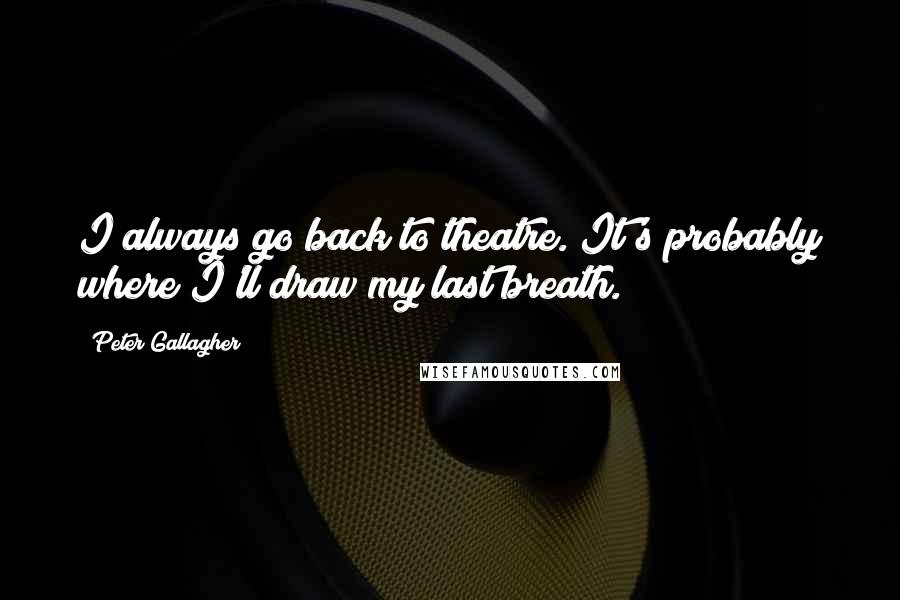 Peter Gallagher Quotes: I always go back to theatre. It's probably where I'll draw my last breath.