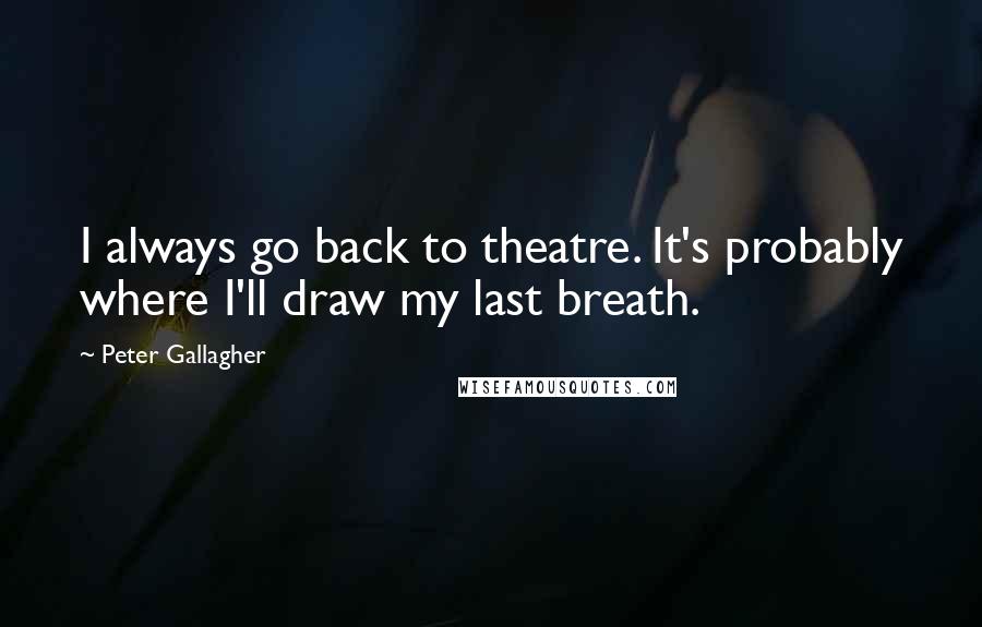 Peter Gallagher Quotes: I always go back to theatre. It's probably where I'll draw my last breath.