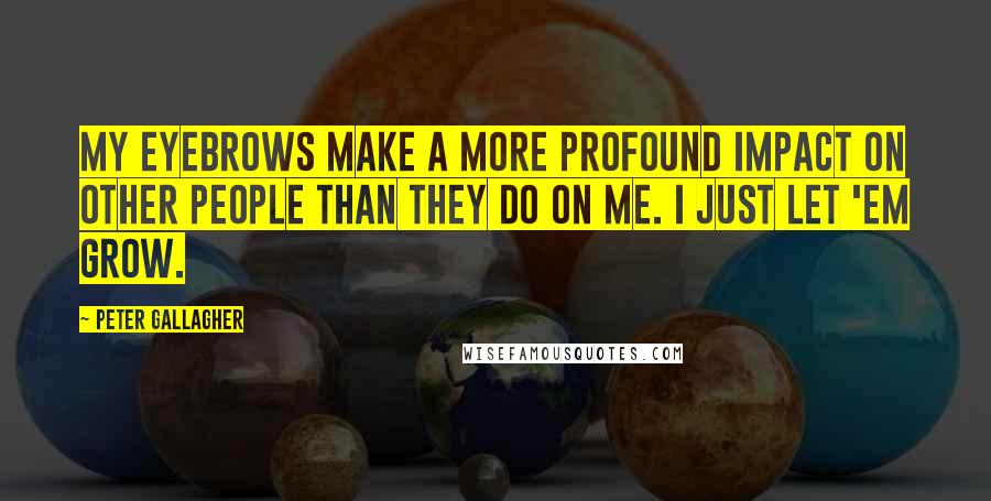 Peter Gallagher Quotes: My eyebrows make a more profound impact on other people than they do on me. I just let 'em grow.