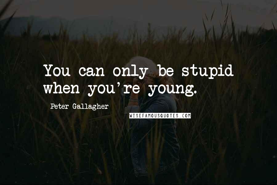 Peter Gallagher Quotes: You can only be stupid when you're young.