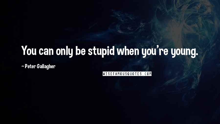 Peter Gallagher Quotes: You can only be stupid when you're young.