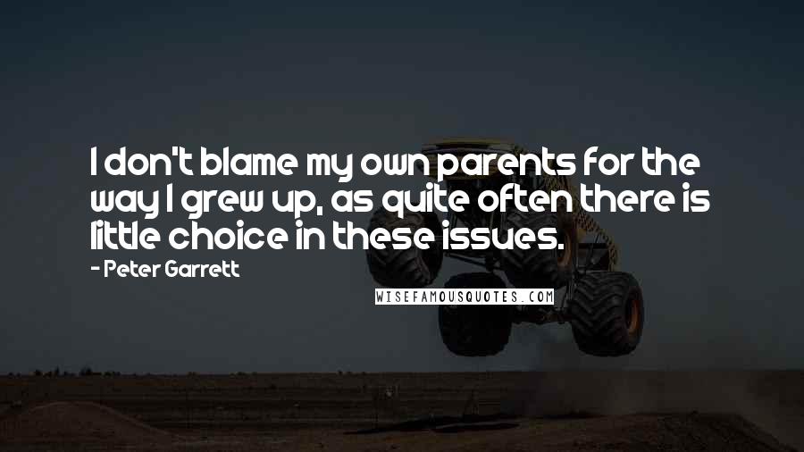 Peter Garrett Quotes: I don't blame my own parents for the way I grew up, as quite often there is little choice in these issues.