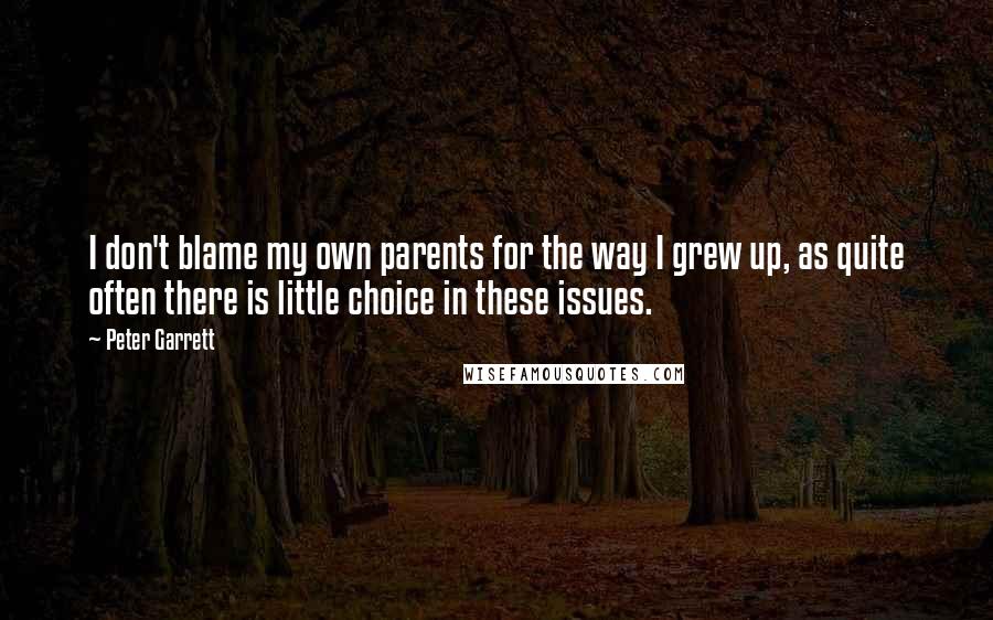 Peter Garrett Quotes: I don't blame my own parents for the way I grew up, as quite often there is little choice in these issues.