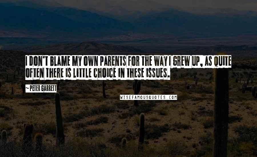 Peter Garrett Quotes: I don't blame my own parents for the way I grew up, as quite often there is little choice in these issues.