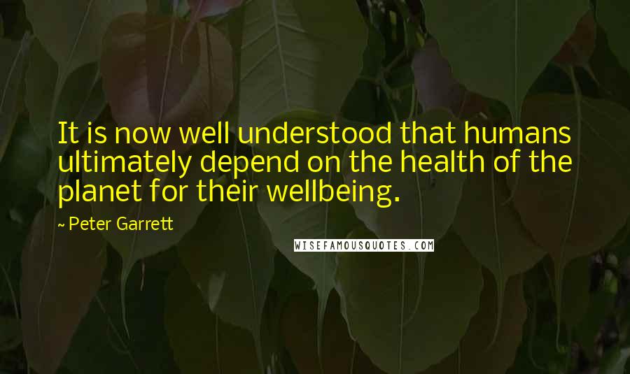 Peter Garrett Quotes: It is now well understood that humans ultimately depend on the health of the planet for their wellbeing.