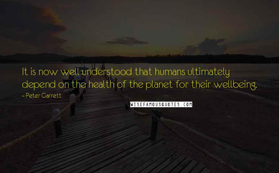 Peter Garrett Quotes: It is now well understood that humans ultimately depend on the health of the planet for their wellbeing.