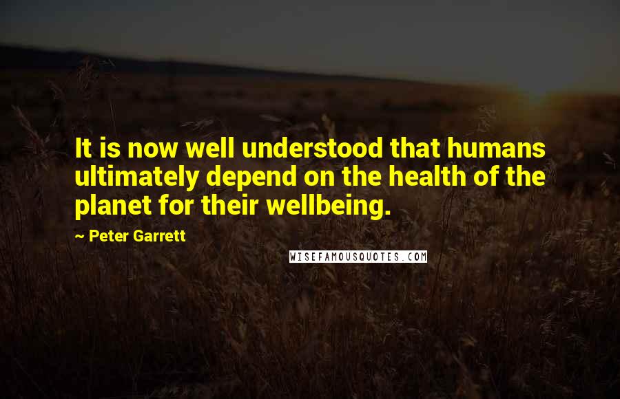 Peter Garrett Quotes: It is now well understood that humans ultimately depend on the health of the planet for their wellbeing.