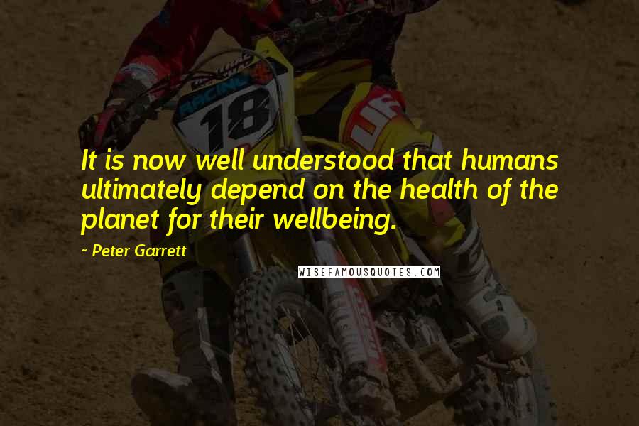 Peter Garrett Quotes: It is now well understood that humans ultimately depend on the health of the planet for their wellbeing.