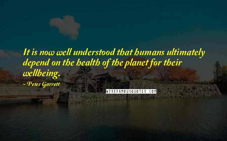 Peter Garrett Quotes: It is now well understood that humans ultimately depend on the health of the planet for their wellbeing.