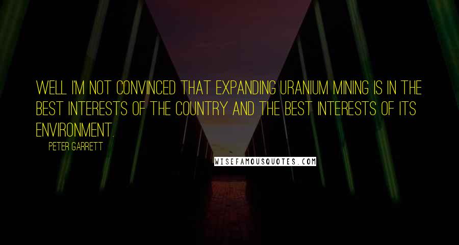 Peter Garrett Quotes: Well I'm not convinced that expanding uranium mining is in the best interests of the country and the best interests of its environment.