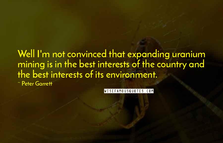 Peter Garrett Quotes: Well I'm not convinced that expanding uranium mining is in the best interests of the country and the best interests of its environment.