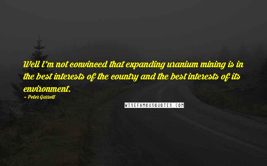 Peter Garrett Quotes: Well I'm not convinced that expanding uranium mining is in the best interests of the country and the best interests of its environment.