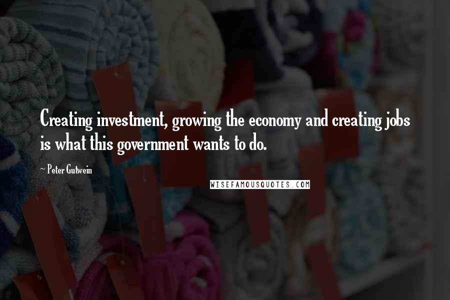 Peter Gutwein Quotes: Creating investment, growing the economy and creating jobs is what this government wants to do.