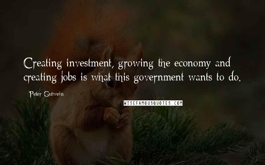 Peter Gutwein Quotes: Creating investment, growing the economy and creating jobs is what this government wants to do.