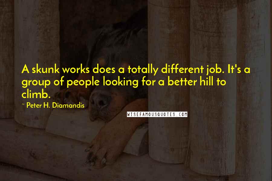 Peter H. Diamandis Quotes: A skunk works does a totally different job. It's a group of people looking for a better hill to climb.