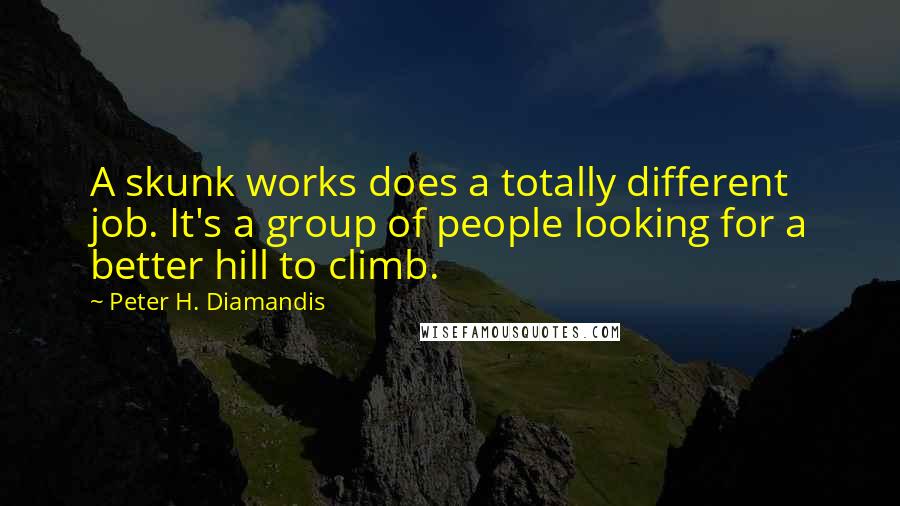 Peter H. Diamandis Quotes: A skunk works does a totally different job. It's a group of people looking for a better hill to climb.