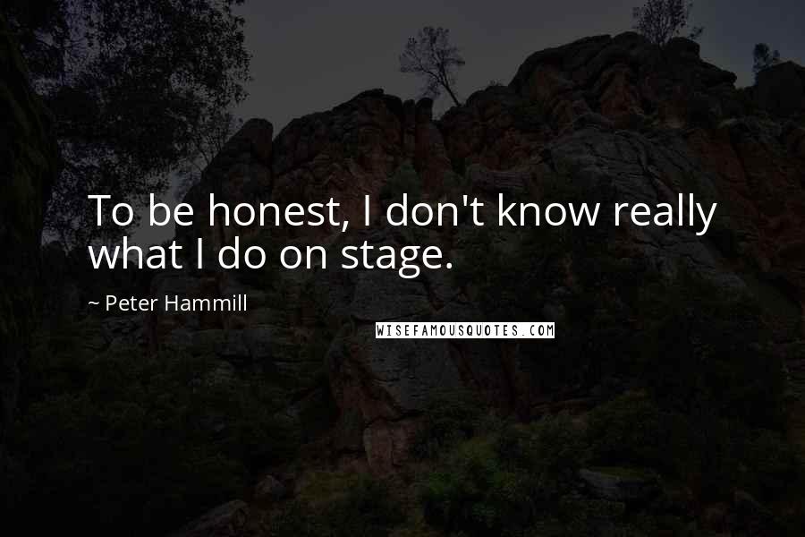 Peter Hammill Quotes: To be honest, I don't know really what I do on stage.