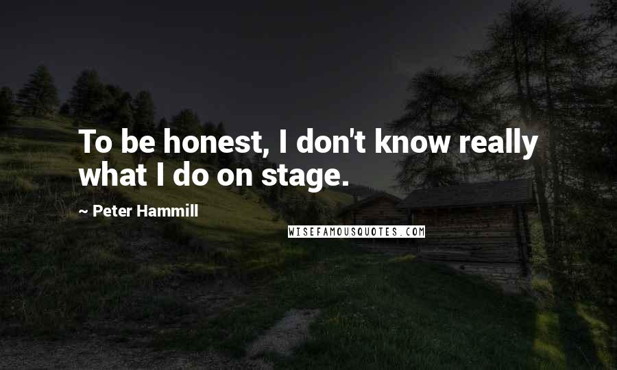 Peter Hammill Quotes: To be honest, I don't know really what I do on stage.