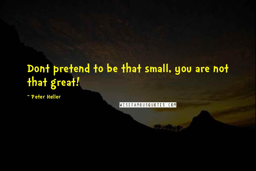 Peter Heller Quotes: Dont pretend to be that small, you are not that great!