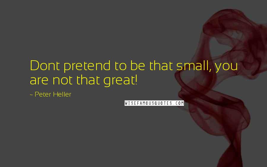 Peter Heller Quotes: Dont pretend to be that small, you are not that great!