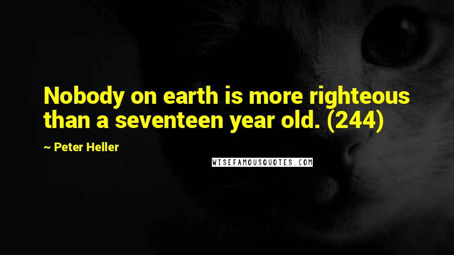 Peter Heller Quotes: Nobody on earth is more righteous than a seventeen year old. (244)