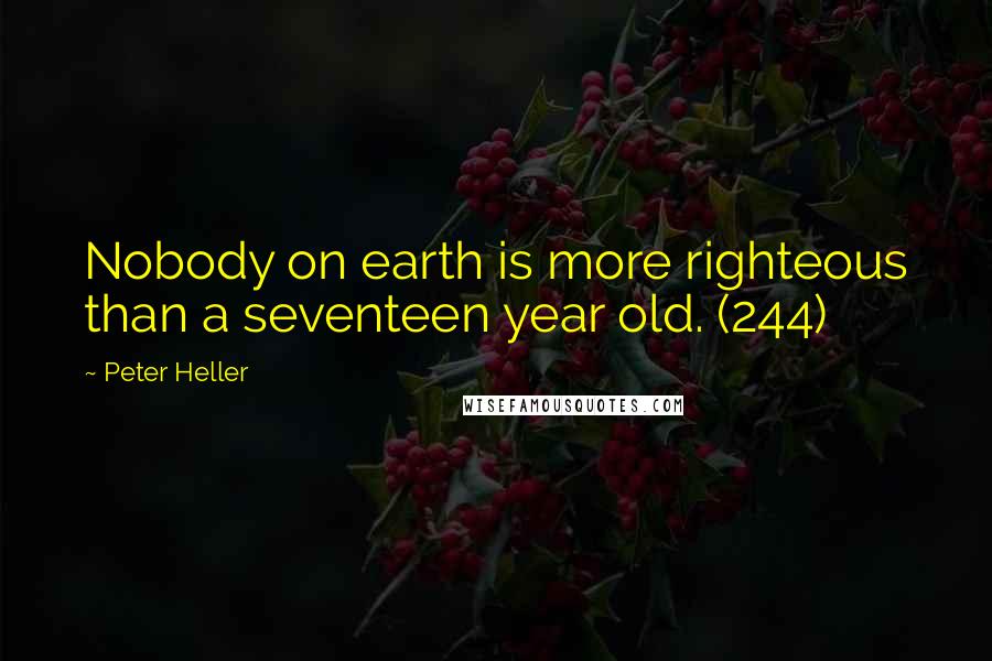 Peter Heller Quotes: Nobody on earth is more righteous than a seventeen year old. (244)