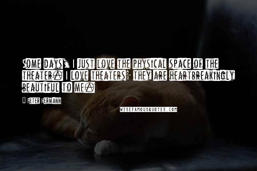 Peter Hermann Quotes: Some days, I just love the physical space of the theater. I love theaters; they are heartbreakingly beautiful to me.