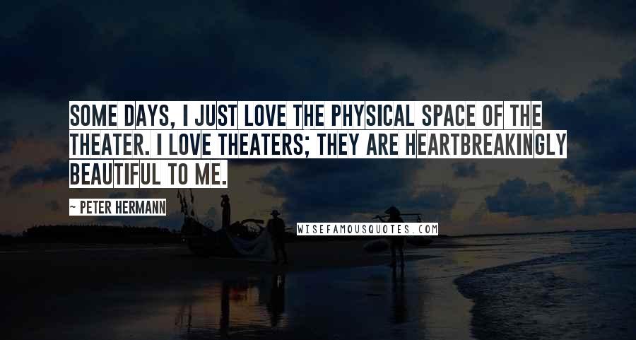 Peter Hermann Quotes: Some days, I just love the physical space of the theater. I love theaters; they are heartbreakingly beautiful to me.