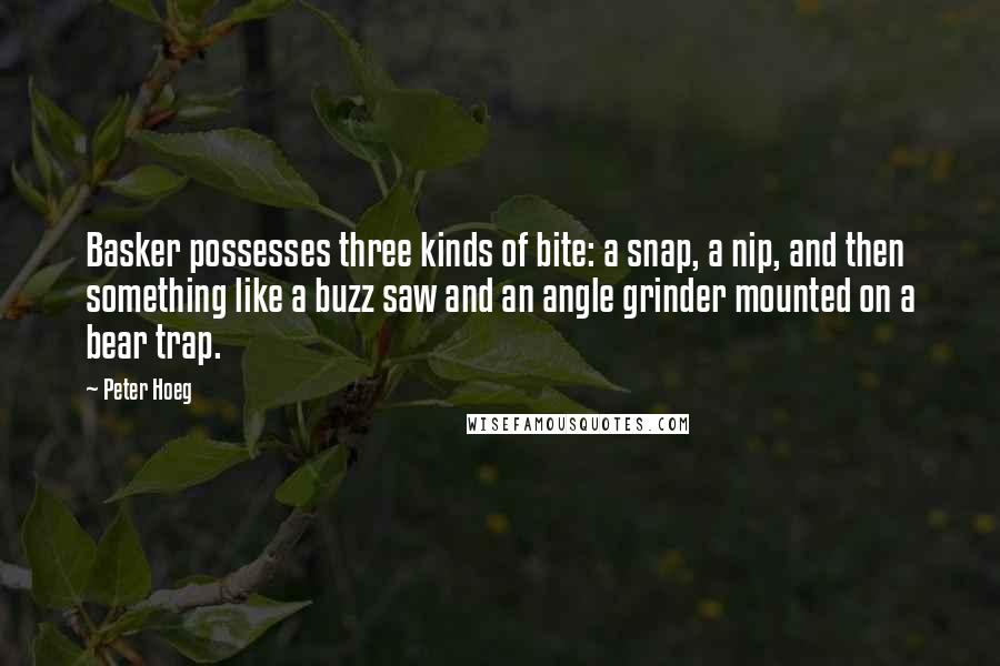 Peter Hoeg Quotes: Basker possesses three kinds of bite: a snap, a nip, and then something like a buzz saw and an angle grinder mounted on a bear trap.