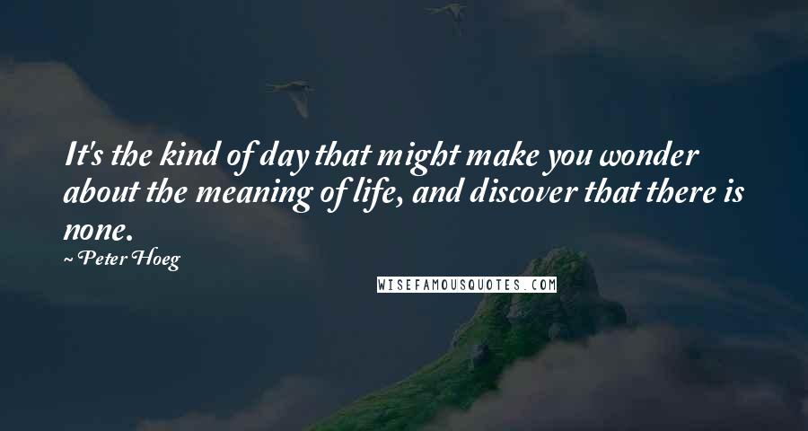 Peter Hoeg Quotes: It's the kind of day that might make you wonder about the meaning of life, and discover that there is none.