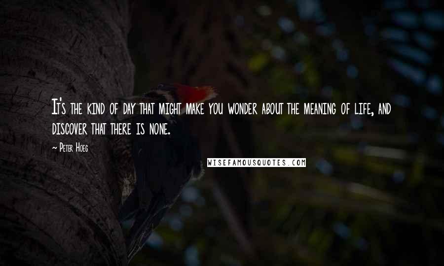 Peter Hoeg Quotes: It's the kind of day that might make you wonder about the meaning of life, and discover that there is none.