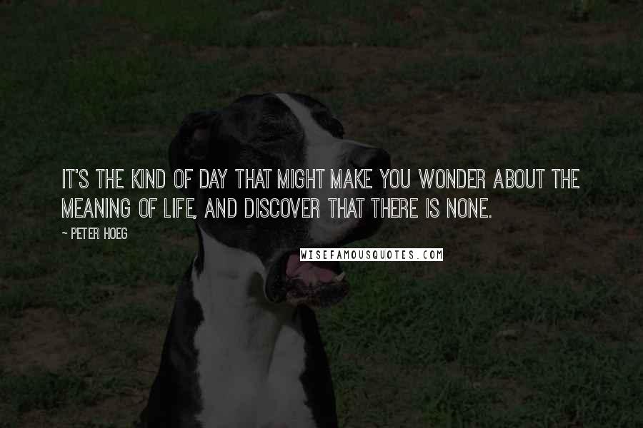 Peter Hoeg Quotes: It's the kind of day that might make you wonder about the meaning of life, and discover that there is none.