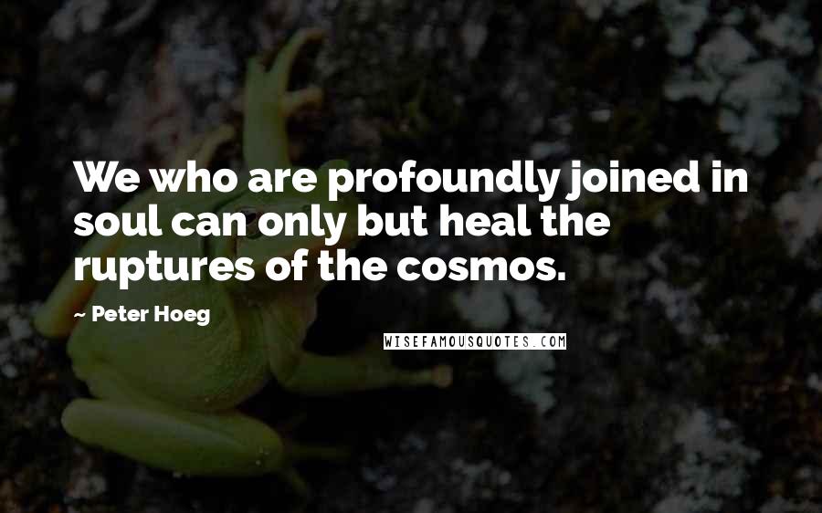 Peter Hoeg Quotes: We who are profoundly joined in soul can only but heal the ruptures of the cosmos.