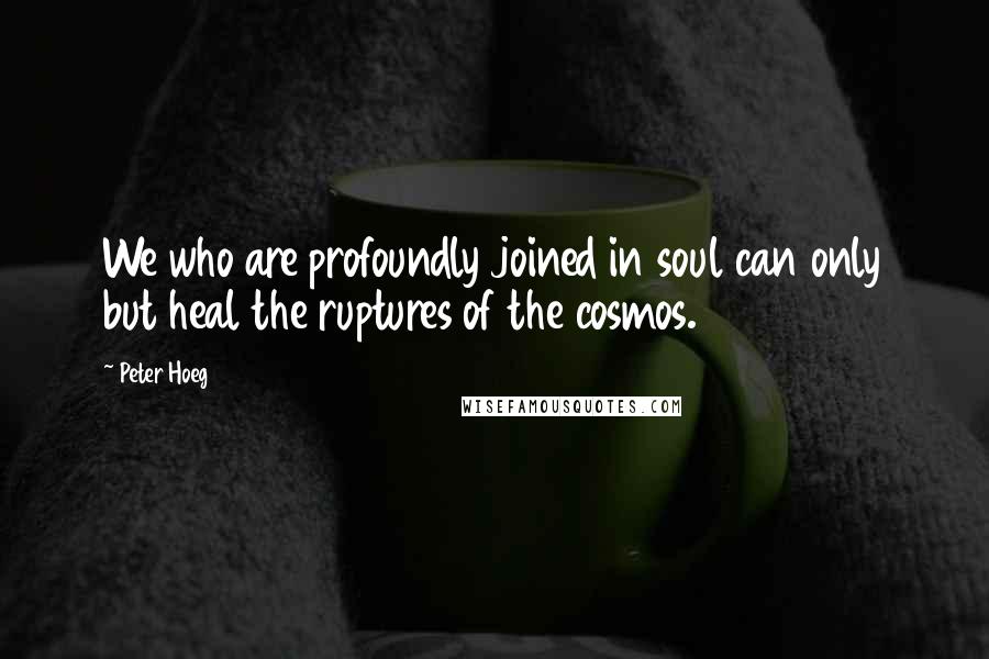 Peter Hoeg Quotes: We who are profoundly joined in soul can only but heal the ruptures of the cosmos.