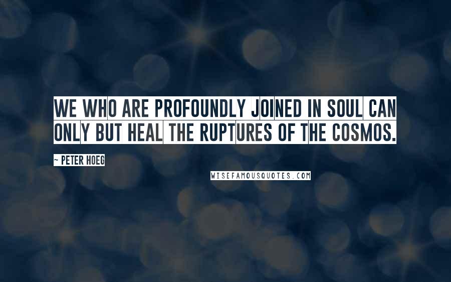 Peter Hoeg Quotes: We who are profoundly joined in soul can only but heal the ruptures of the cosmos.