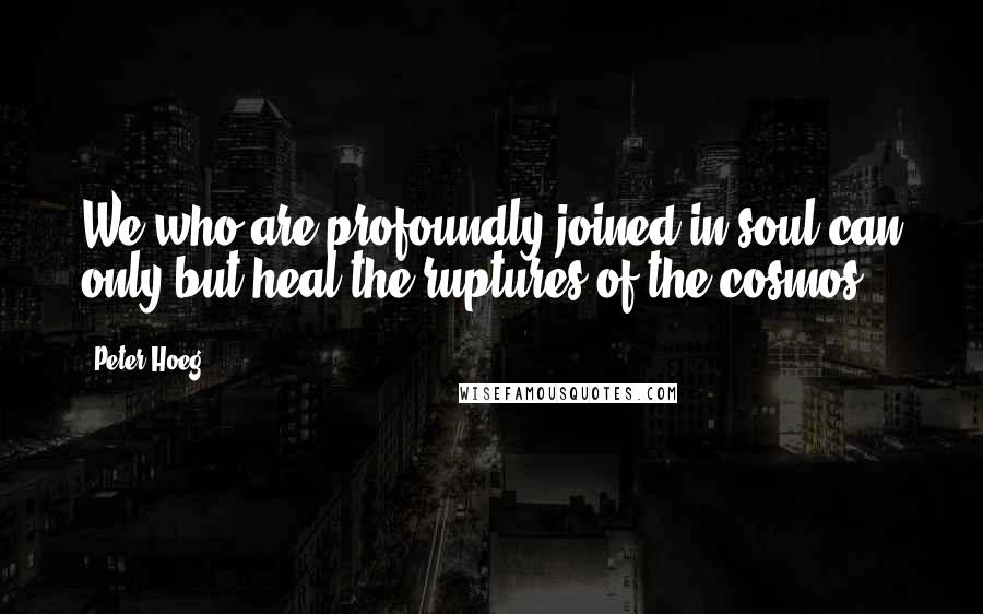 Peter Hoeg Quotes: We who are profoundly joined in soul can only but heal the ruptures of the cosmos.