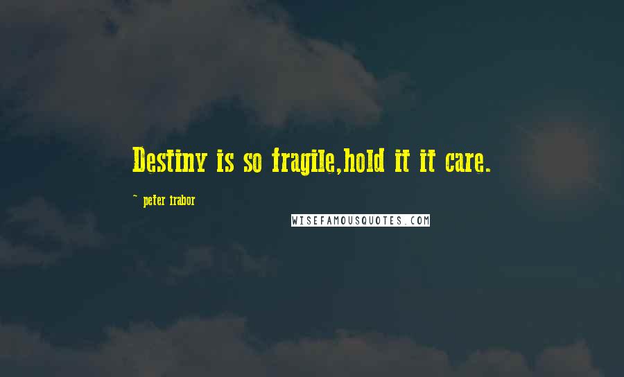 Peter Irabor Quotes: Destiny is so fragile,hold it it care.