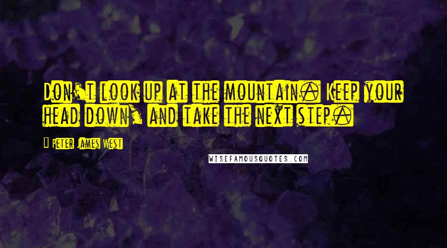 Peter James West Quotes: Don't look up at the mountain. Keep your head down, and take the next step.