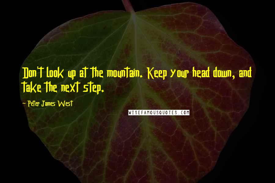 Peter James West Quotes: Don't look up at the mountain. Keep your head down, and take the next step.