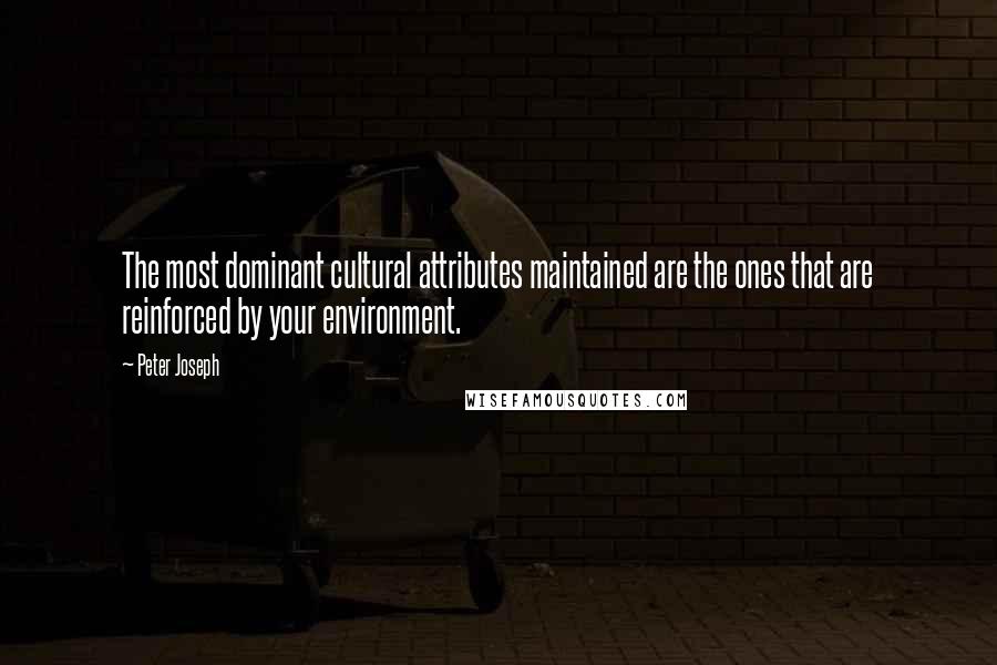 Peter Joseph Quotes: The most dominant cultural attributes maintained are the ones that are reinforced by your environment.