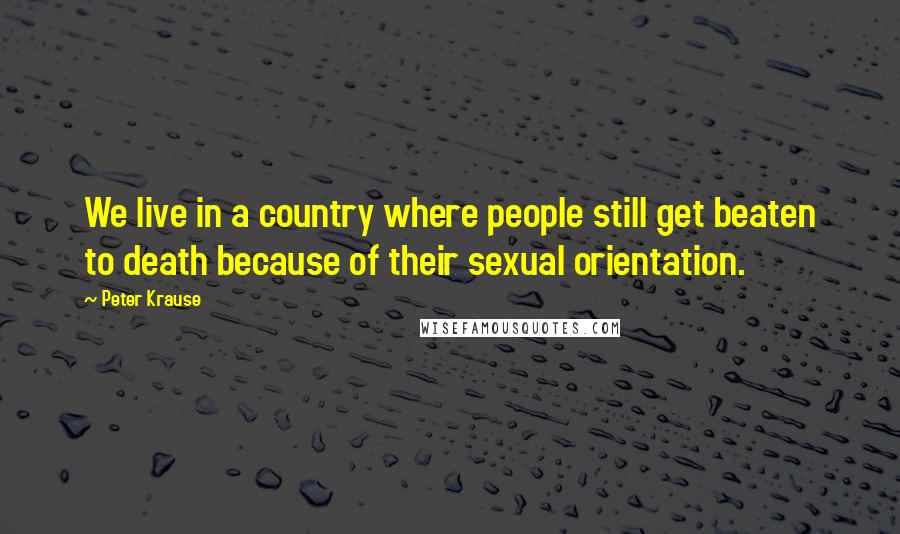 Peter Krause Quotes: We live in a country where people still get beaten to death because of their sexual orientation.