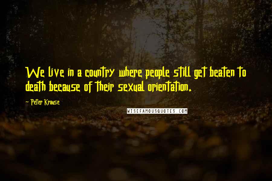 Peter Krause Quotes: We live in a country where people still get beaten to death because of their sexual orientation.