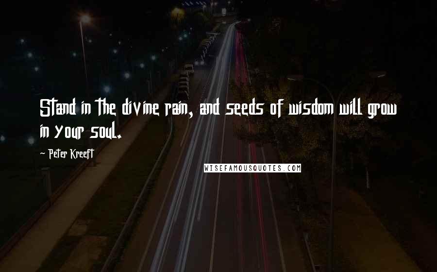 Peter Kreeft Quotes: Stand in the divine rain, and seeds of wisdom will grow in your soul.