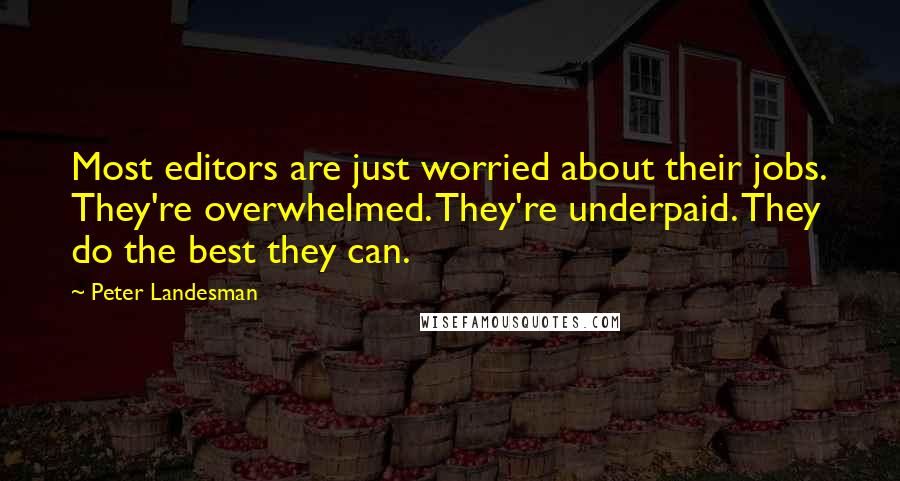 Peter Landesman Quotes: Most editors are just worried about their jobs. They're overwhelmed. They're underpaid. They do the best they can.