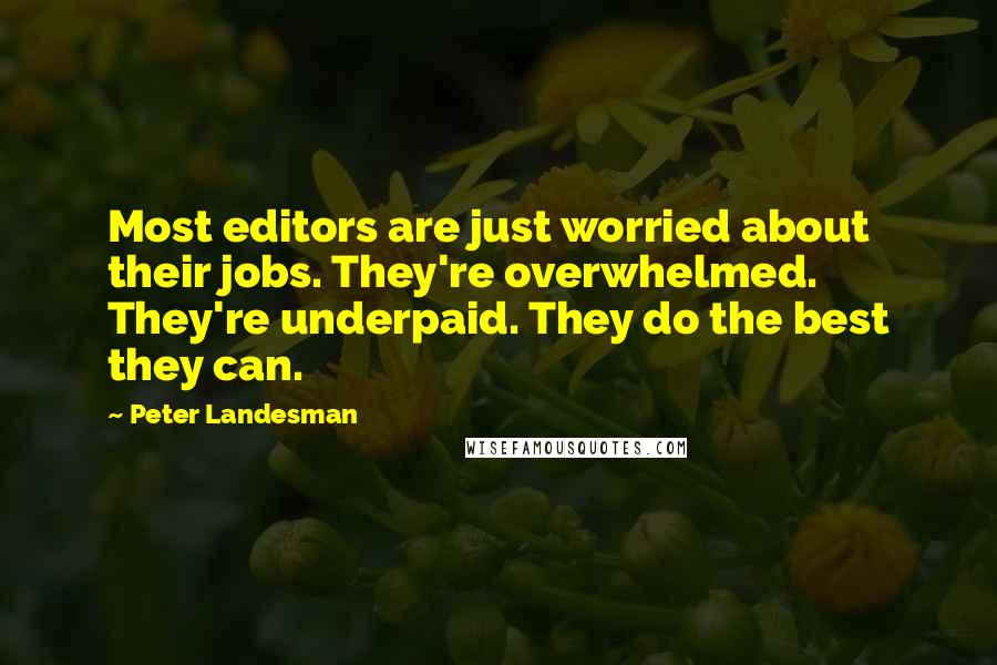 Peter Landesman Quotes: Most editors are just worried about their jobs. They're overwhelmed. They're underpaid. They do the best they can.