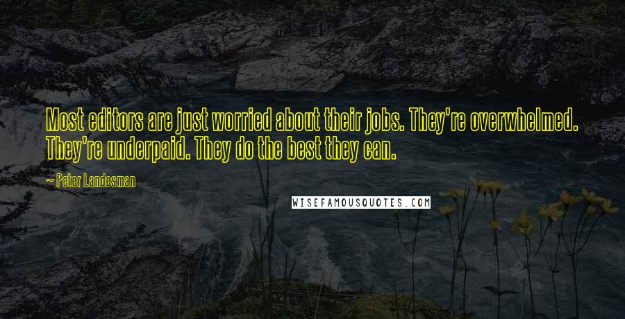 Peter Landesman Quotes: Most editors are just worried about their jobs. They're overwhelmed. They're underpaid. They do the best they can.