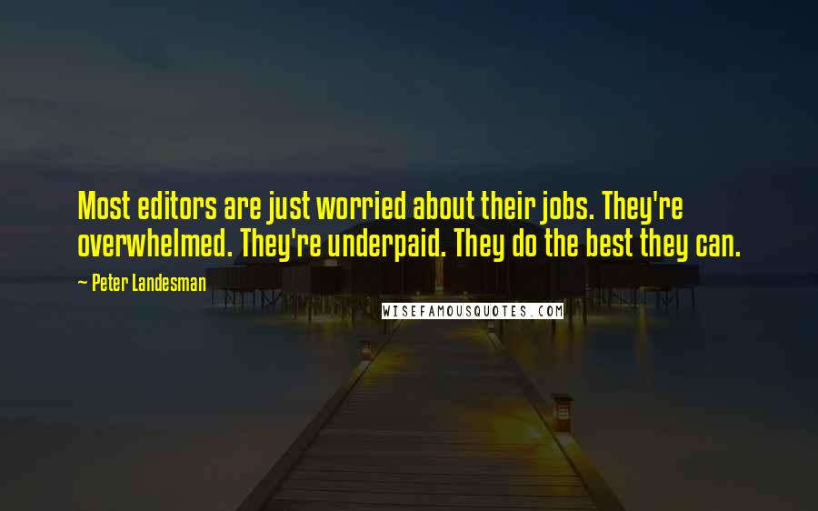 Peter Landesman Quotes: Most editors are just worried about their jobs. They're overwhelmed. They're underpaid. They do the best they can.