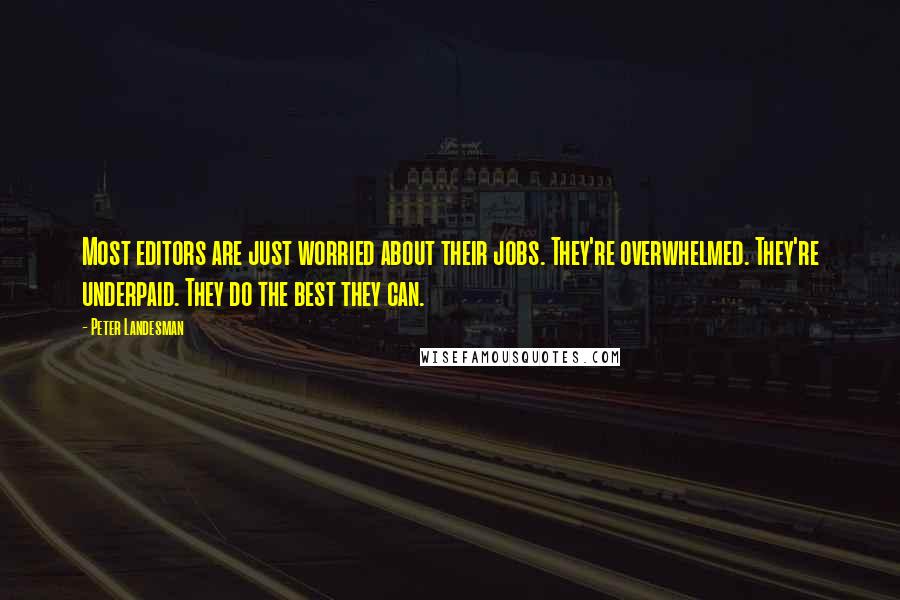 Peter Landesman Quotes: Most editors are just worried about their jobs. They're overwhelmed. They're underpaid. They do the best they can.