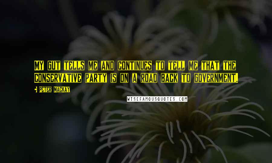 Peter MacKay Quotes: My gut tells me and continues to tell me that the Conservative party is on a road back to government.