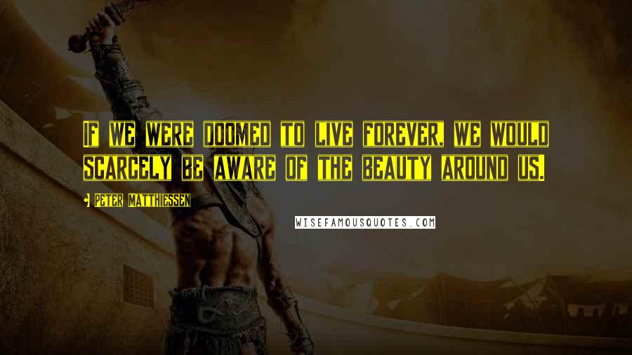 Peter Matthiessen Quotes: If we were doomed to live forever, we would scarcely be aware of the beauty around us.